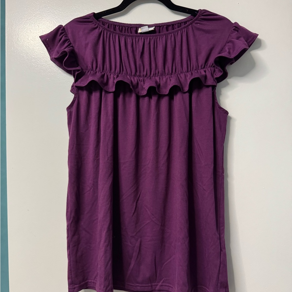 Purple Ruffle Sleeve Women's Top